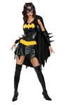 Batgirl Kostüm für Damen in Schwarz und Gelb mit Kleid, Maske und Cape