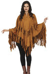 Indianer Poncho aus Stoff mit traditionellen Fransen, ideal für Karneval, Fasching und Kostümfeiern