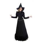 Schwarzes Hexenkostüm mit Hut für Halloween, Karneval und Motto‑Partys