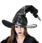 Schwarzer krummer Hexenhut als Kostümaccessoire für Halloween und Fasching