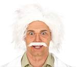 Weiße, zerzauste Perücke im Stil von Albert Einstein, getragen für Kostüme oder Fasching.