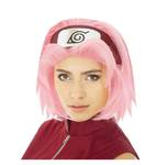 Rosafarbene Sakura‑Perücke im typischen kurzen Anime‑Stil, ideal für Naruto‑Cosplay und Kostüme.