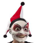 Narrenmaske mit buntem Narrenhut, ideal für Karnevalskostüme und Mittelalter‑Feste.