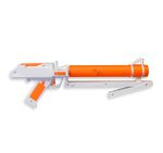 Detailreicher Stormtrooper‑Blaster als weiß oranges Sci‑Fi‑Requisit für Kostüme, erhältlich in Berlin